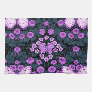 Symmetri, violett och blå blommor kökshandduk