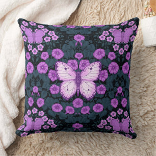 Symmetri, violett och blå blommor kudde