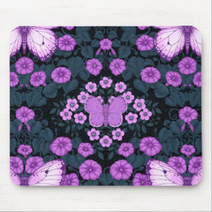 Symmetri, violett och blå blommor musmatta