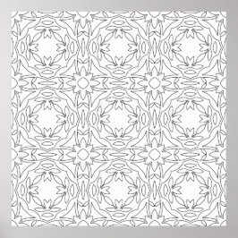 Symmetric Floral Tile Pattern Interlocking Motifs Poster