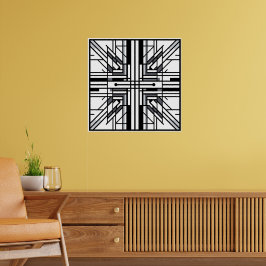 Symmetric Grid Geometry - Black & White Abstrakt L Poster