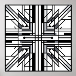 Symmetric Grid Geometry - Black & White Abstrakt L Poster