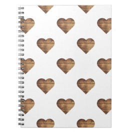 Symmetric Large Rustic Brown Wooden Hearts Anteckningsbok
