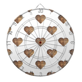 Symmetric Large Rustic Brown Wooden Hearts Darttavla