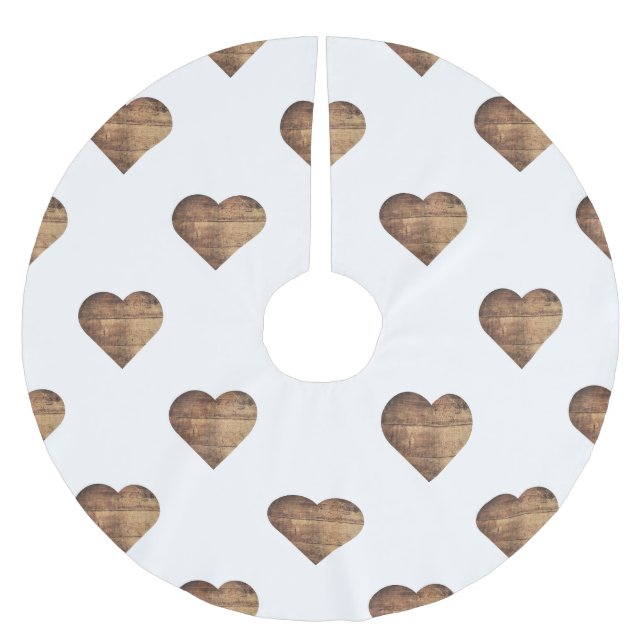 Symmetric Large Rustic Brown Wooden Hearts Julgransmatta Borstad Polyester (Framsidan)