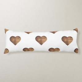 Symmetric Large Rustic Brown Wooden Hearts Kroppskudde