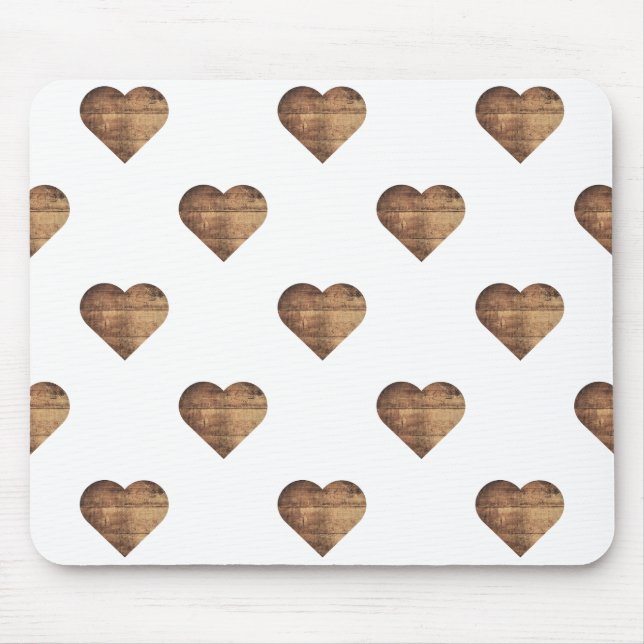 Symmetric Large Rustic Brown Wooden Hearts Musmatta (Framsidan)