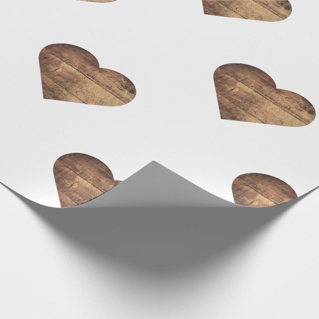 Symmetric Large Rustic Brown Wooden Hearts Presentpapper (Hörn)
