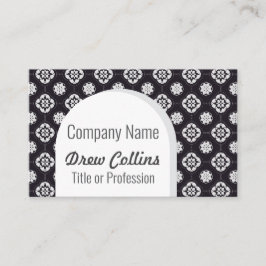Symmetric White Flower Mönster på Black Arch Visitkort