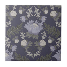 Symmetrical dark purple floral pattern kakelplatta
