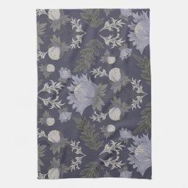Symmetrical dark purple floral pattern kökshandduk