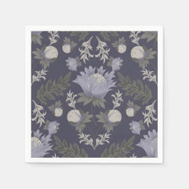 Symmetrical dark purple floral pattern pappersservett