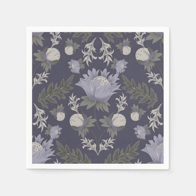 Symmetrical dark purple floral pattern pappersservett (Framsidan)