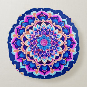 Symmetrical Mandala Pillow Cover Boho Stil Decor Rund Kudde