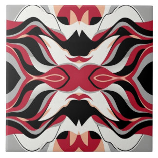 Symmetrical Red and Black Abstract Flow Pattern Kakelplatta