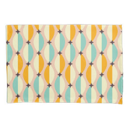 Symmetrical retro pattern with interlocking teal