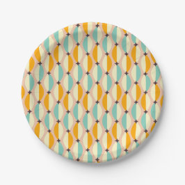 Symmetrical retro pattern with interlocking teal
