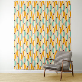 Symmetrical retro pattern with interlocking teal