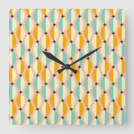 Symmetrical retro pattern with interlocking teal fyrkantig klocka