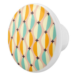 Symmetrical retro pattern with interlocking teal knopp