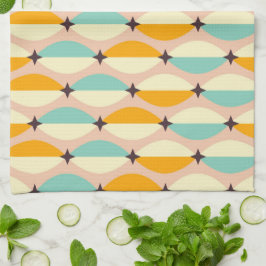 Symmetrical retro pattern with interlocking teal kökshandduk