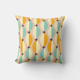 Symmetrical retro pattern with interlocking teal kudde