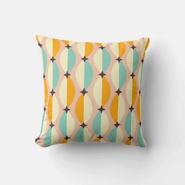 Symmetrical retro pattern with interlocking teal kudde (Framsida)