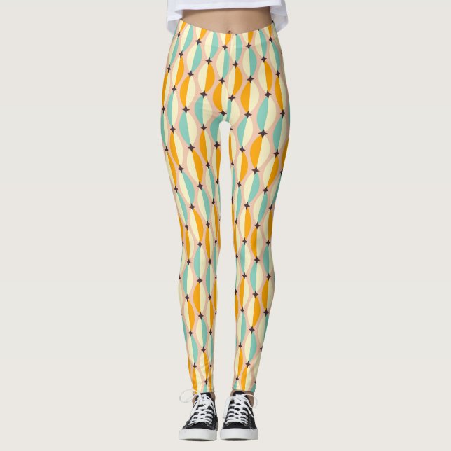 Symmetrical retro pattern with interlocking teal leggings (Framsida)