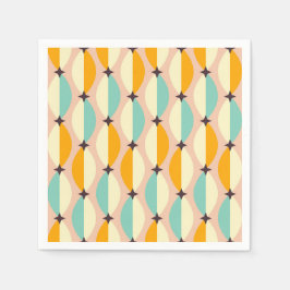 Symmetrical retro pattern with interlocking teal pappersservett