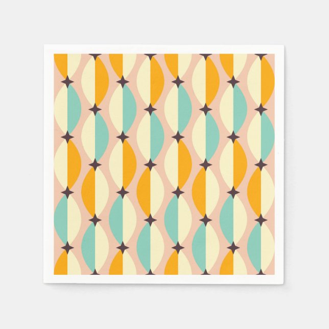 Symmetrical retro pattern with interlocking teal pappersservett (Framsidan)