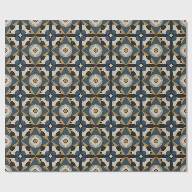 Symmetrisk abstrakt konst med djärv geometri presentpapper (Platt)
