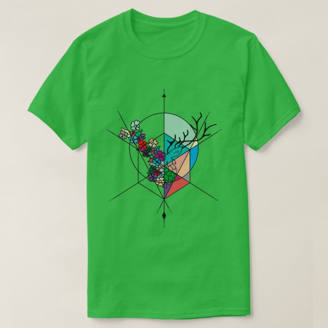 Symmetrisk blomma, Hjort T Shirt (Design framsida)