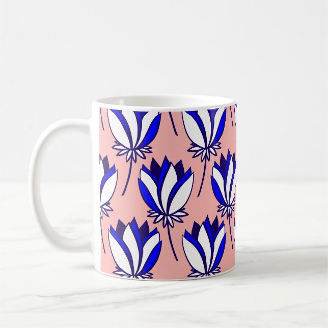 Symmetrisk Blommigt: Färg Vintage Mönster Kaffemugg (Vänster)