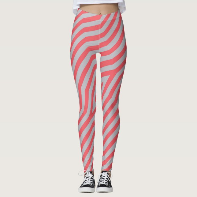 Symmetrisk diagonal rand-bakgrund 5 leggings (Framsida)