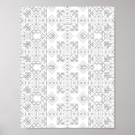 Symmetrisk diamantplatt färgningssida Mönsterkonst Poster