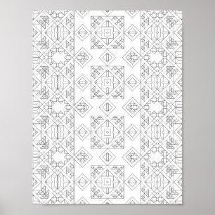 Symmetrisk diamantplatt färgningssida Mönsterkonst Poster