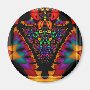 Symmetrisk fraktalbild i 3d-glas ram magnet
