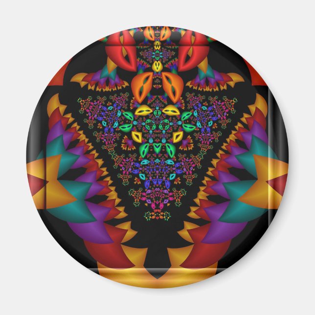 Symmetrisk fraktalbild i 3d-glas ram magnet (Framsidan)