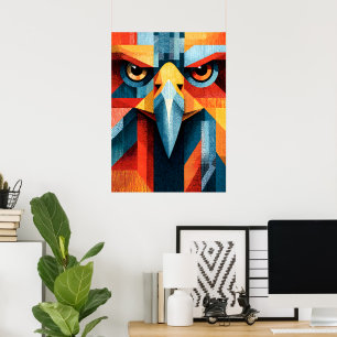 Symmetrisk Geometrisk Örn Abstrakt Pop Art Affisch