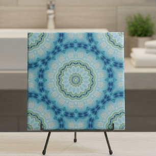 Symmetrisk geometrisk Soft Blue och Indigo Mönster Kakelplatta
