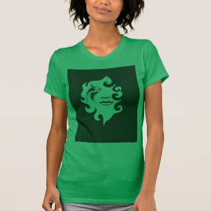 Symmetrisk Lejon Siluett Grafisk T-Shirt - Svart
