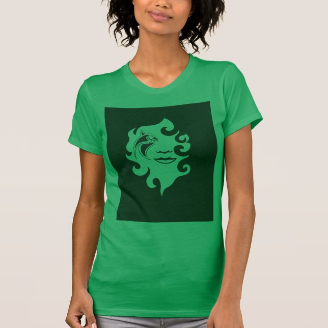 Symmetrisk Lejon Siluett Grafisk T-Shirt - Svart (Framsida)