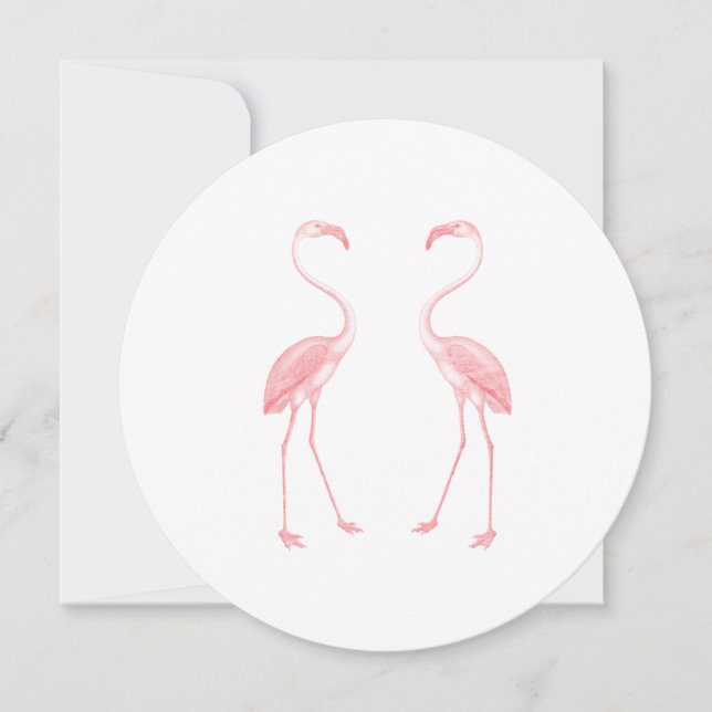 Symmetrisk Modern Flamingo-illustration Inbjudningar (Framsida)