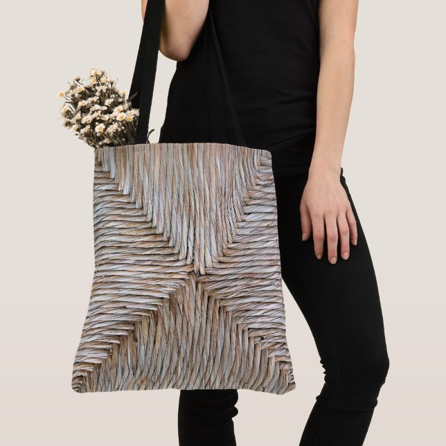 Symmetrisk naturlig bamboo-fibervåg tygkasse (Närbild)