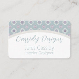 Symmetrisk Rosa Flower Tiled Mönster på Sage Arch Visitkort