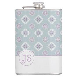 Symmetrisk Rosa Flower Tiled Mönster på Sage Fickplunta