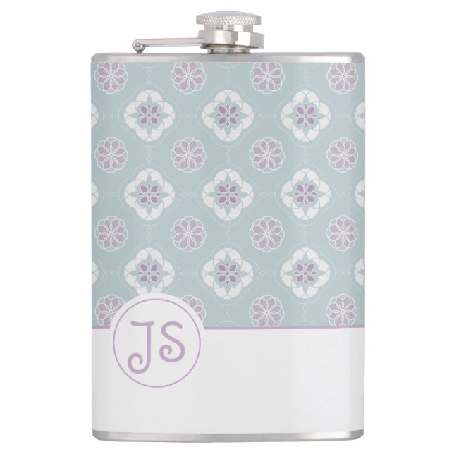 Symmetrisk Rosa Flower Tiled Mönster på Sage Fickplunta (Framsidan)