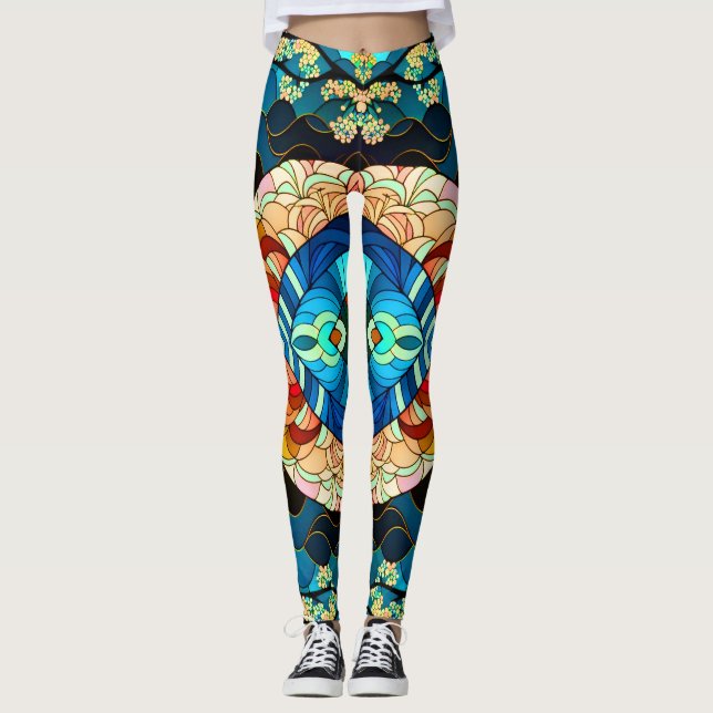 SYMMETRISK SKOGSBRUK JAPANESE ART STIL LEGGINGS (Framsida)