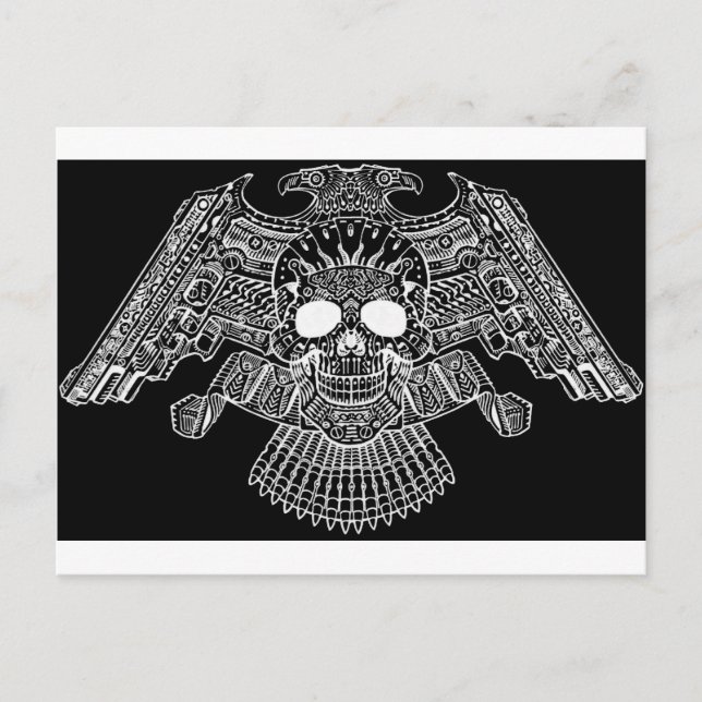 Symmetrisk skull med vapen och kulor från Al Rio Vykort (Framsida)