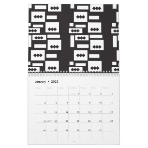 Symmetrisk vit geometrisk design med skarp, cirkel kalender